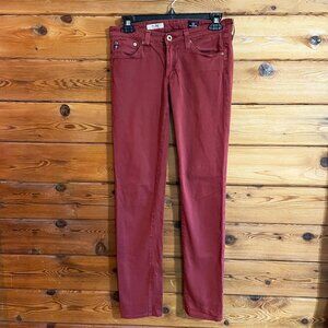 AG Adriano Goldschmied Jeans Womens Burgundy Stilt Cigarette Straight Leg 26R